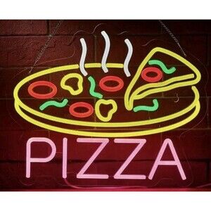 Custom Pizza LED Neon Sign | Restaurant Open Sign | Pizzeria Kitchen Decor |